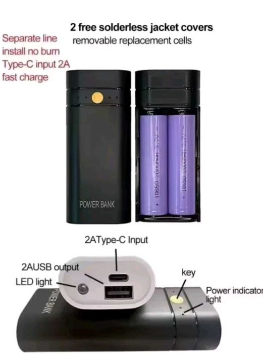 Якісний корпус павербанка PowerBank, під 1 або 2 акумулярори 18650