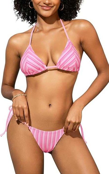 Seksowne Bikini Frotte w Różowe Paski (Rozmiar S)