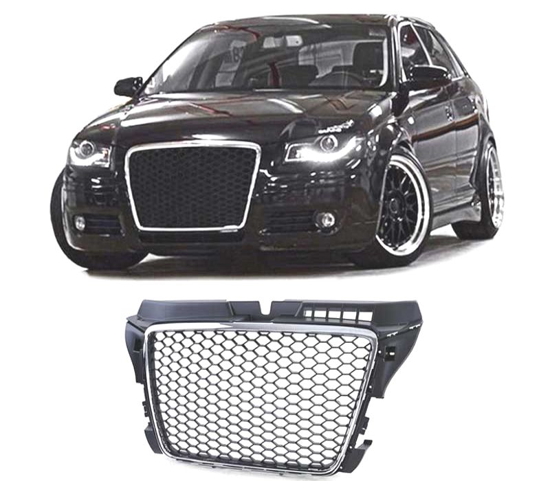 GRELHA AUDI A3 8P 08-12 PRETO CROMADO LOOK RS3