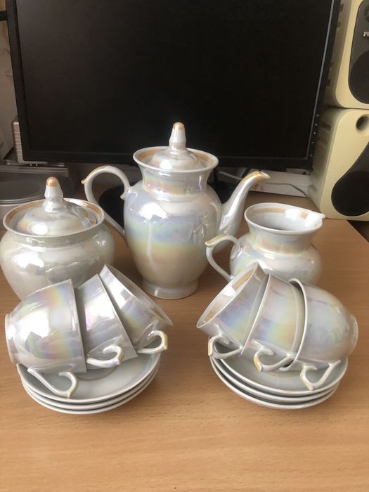 Кавовий перламутровий сервіз на 6 персон