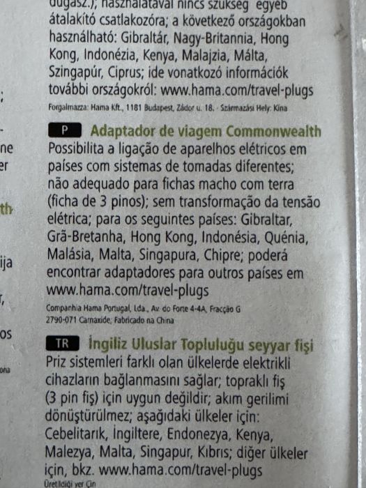 Adaptador tomada para viagem