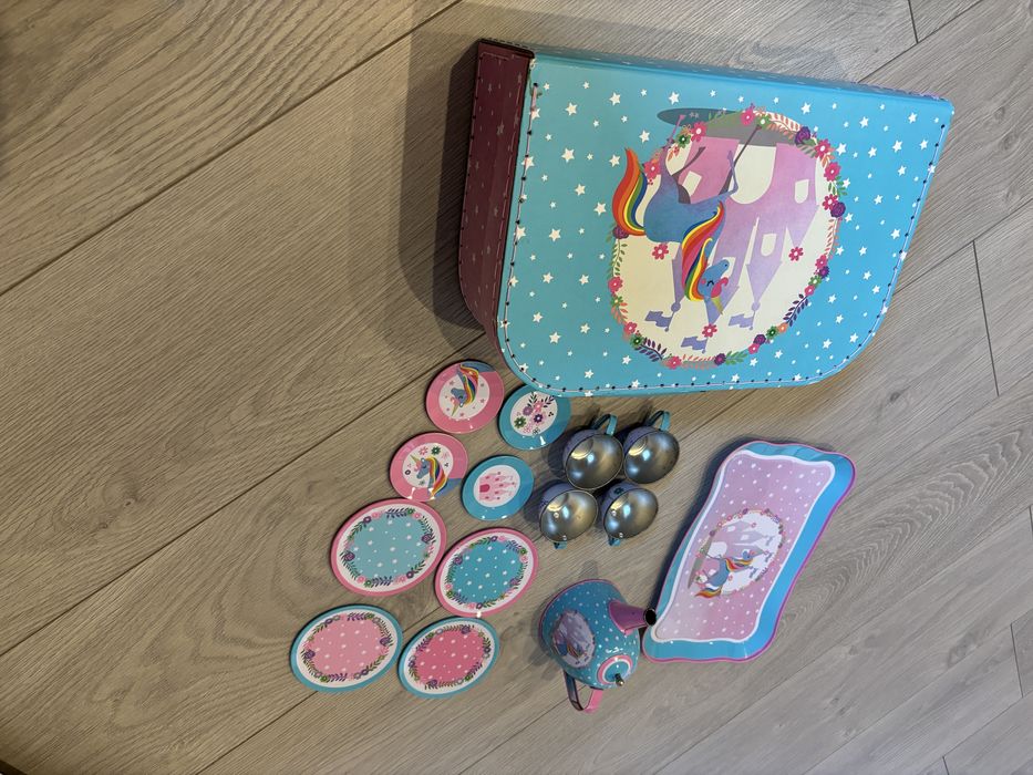 Conjunto de Chá Unicórnio Infantil c/ Mala – Completo | Excelente Estado