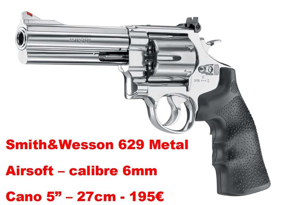 Revólver airsoft Smith & Wesson M29 + 629 + Colt Phyton 357 mola