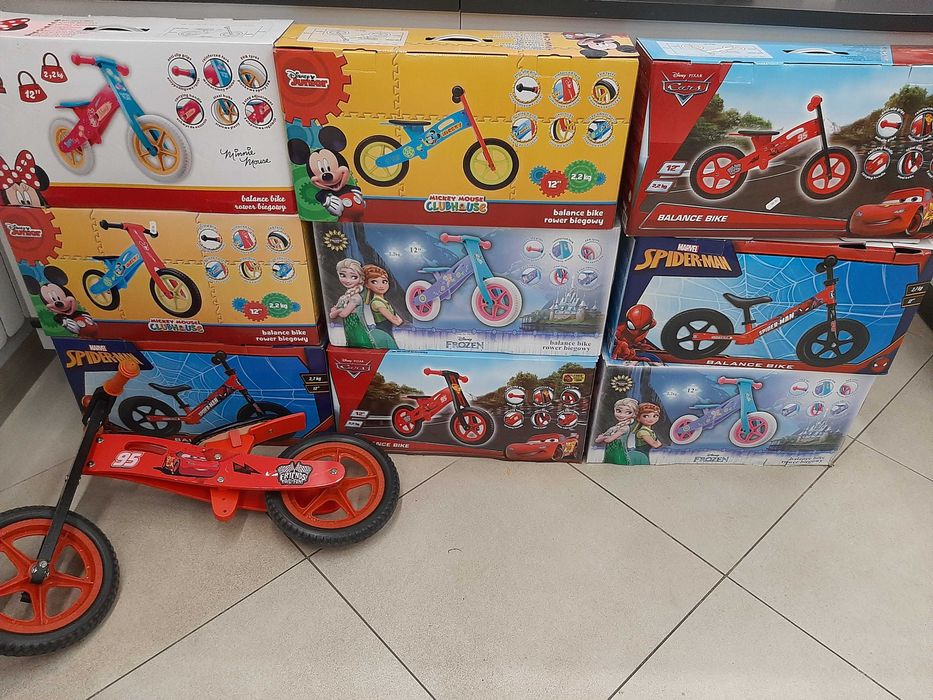 rowerki biegowe drewniane Disney marki Seven