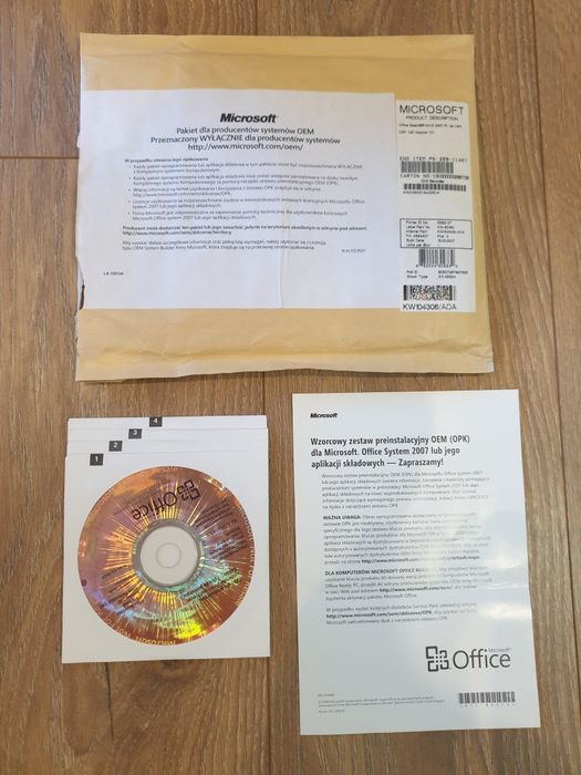 Zestaw narzędzi biurowych Microsoft Office Basic 2007 PL MS pakiet