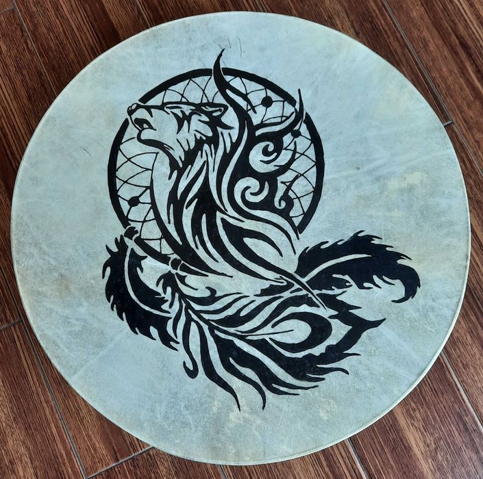 Bęben szamański 47cm + pałka ,ciemna obręcz (wysyłka gratis)