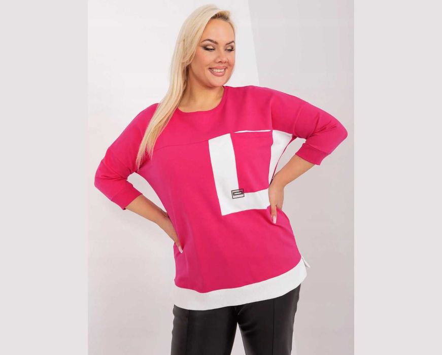 -> Bluza z rękawami 3/4 - Fuksja - PLUS SIZE - marki: RELEVANCE