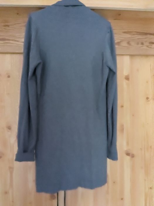 Sweter damski blezer z szalowym kołnierzem i wiązaniem r. L j. brąz
