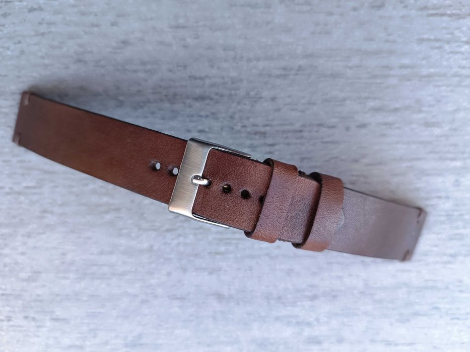 Brązowy skórzany pasek zegarka 18 mm mat