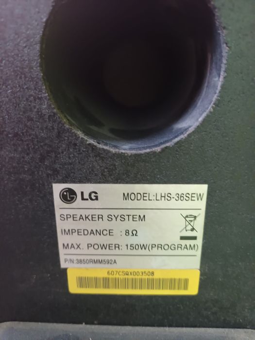 Sistema de som LG completo (leitor DVD + coluna LHS-36SEW).