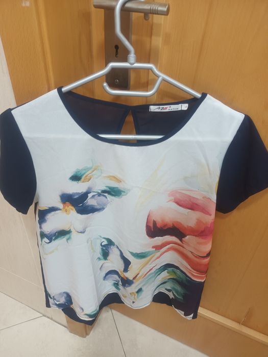 Camisola de manga curta estampado flores