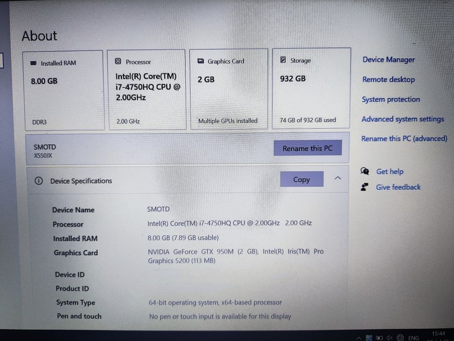 Portátil Asus K550J