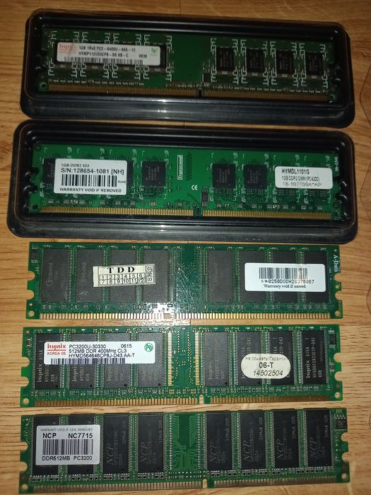 Оперативная память к ПК ddr 512mb, 1gb, ddr2 512mb в рабочем состоянии