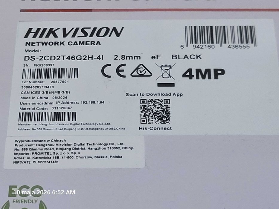Kamera HilVision DS-2CD2T46G2H-4I 2.8mm EF BLACK PL