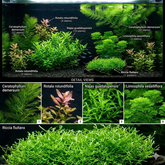 Pack 60x | 5 Espécies de Plantas de Aquário – Baixa Exigência