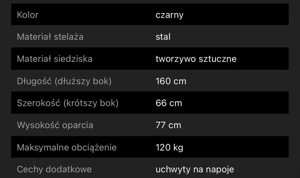 Leżak ogrodowy skladany fotel na taras