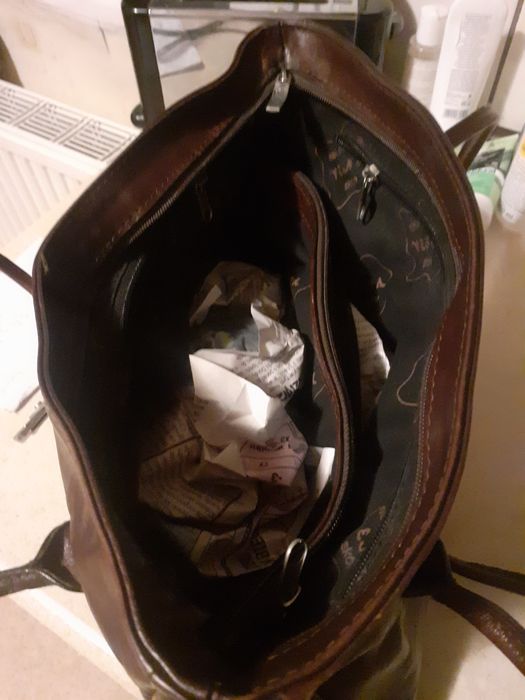 Skórzana  torba w kolorze czekoladowego brązu