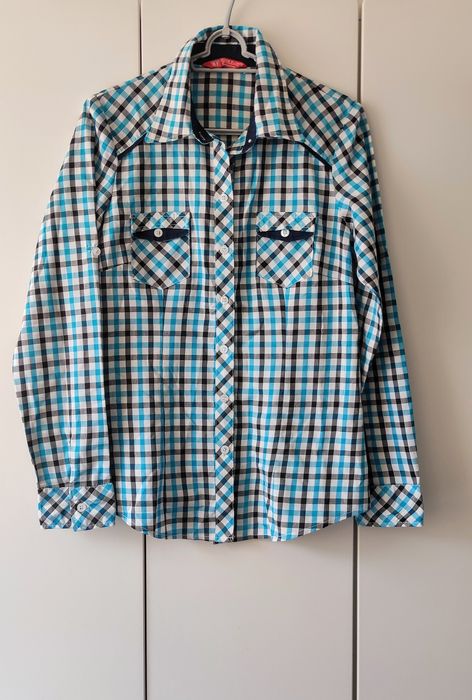 Koszula w kratę ze srebrną nitką, rozmiar L