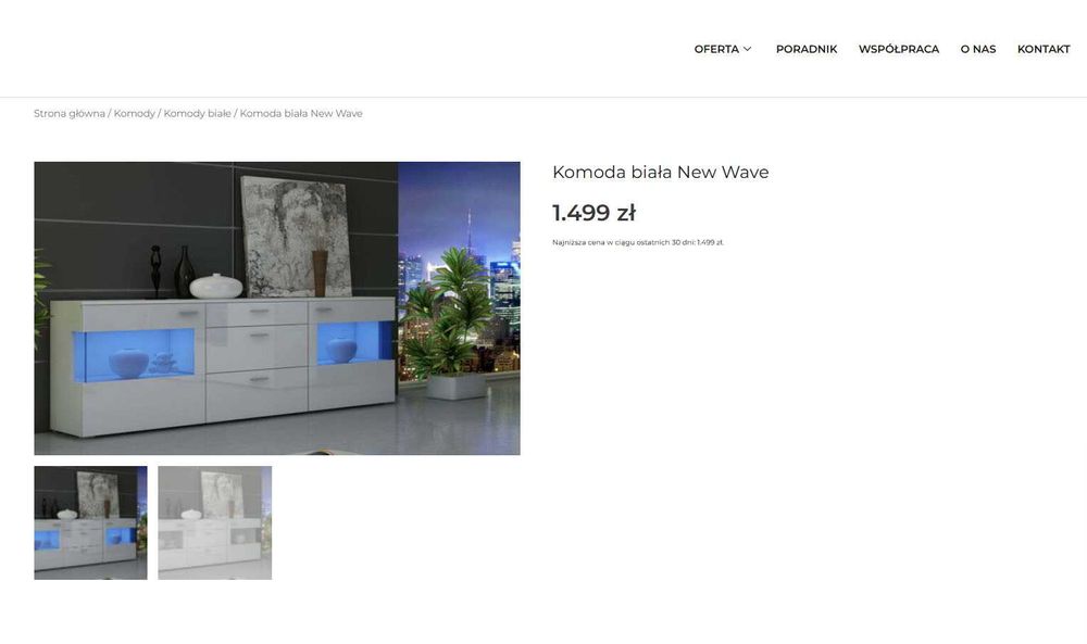 Komoda biała podświetlenie LED! Pojemna, wymiary 193x44x90 OKAZJA