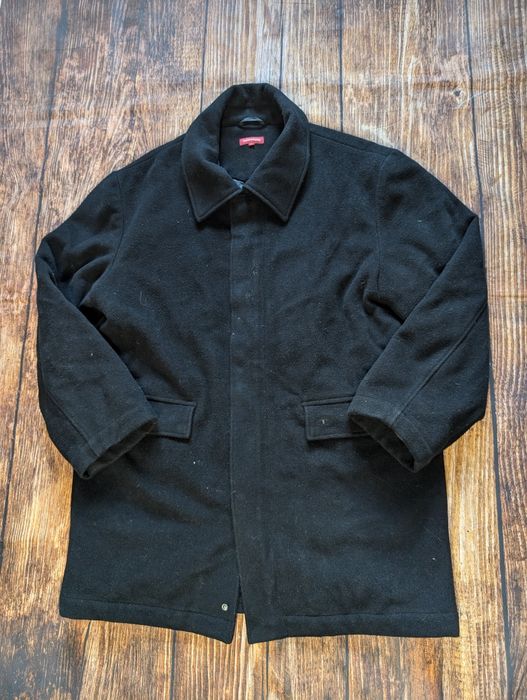 Czarny płaszcz wełniany tom tailor denim vintage