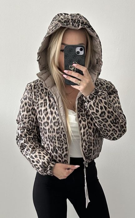 Kurtka Panterka dwustronna, M/L, kieszenie po dwóch stronach, kaptur