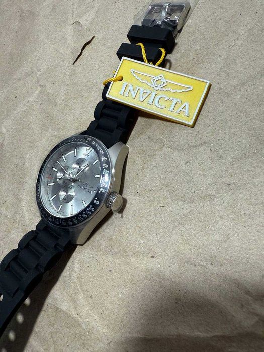 Invicta Nomad Aviator 45mm Silver Dial Black Band Quartz Watch 48855