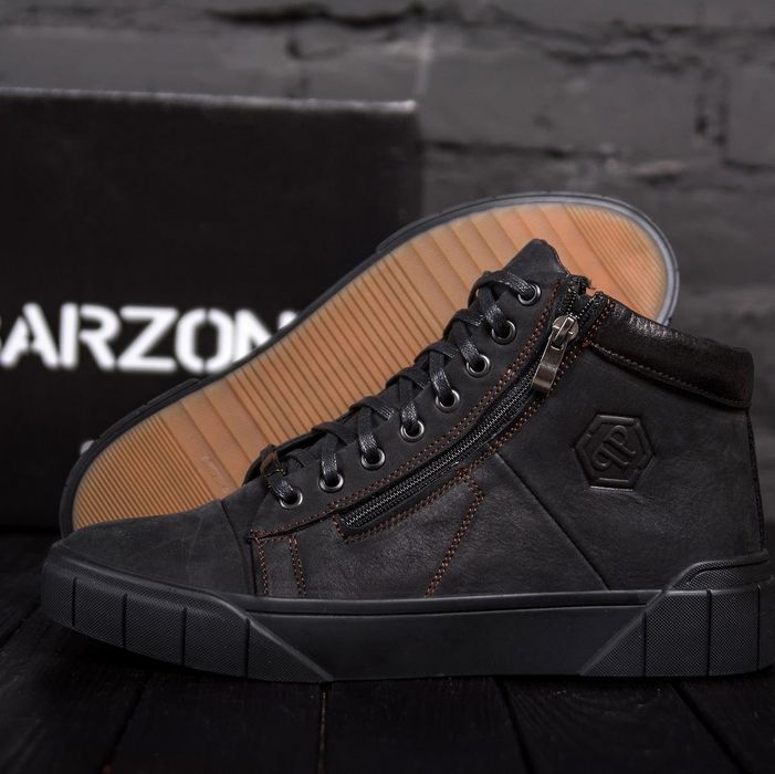 Класические зимние ботинки мужские Philipp Plein кожаные на меху