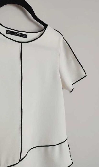 Elegancka biało czarna bluzka Zara