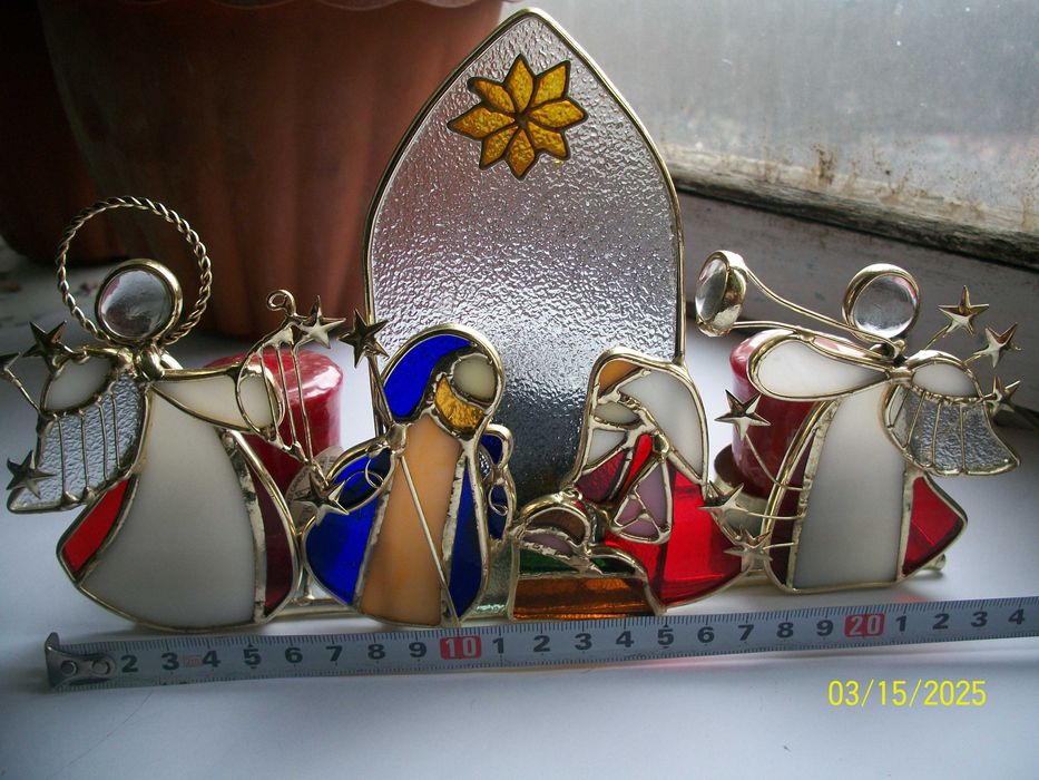 Підсвічник вітражний на 3 свічки (Різдво)