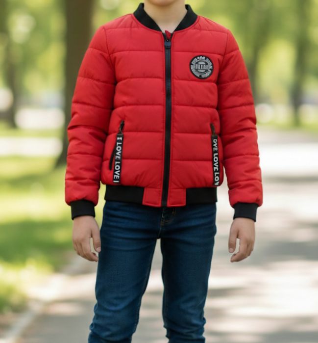 Czerwona pikowana kurtka bomberka marki Jingpin Fushi