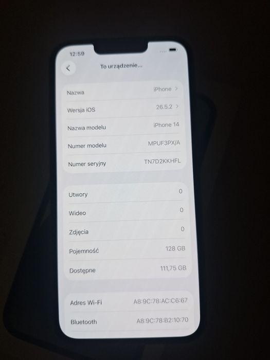 Apple iPhone 14 128GB Północ (Midnight) – Stan IDEALNY! + Oryginalna Ładowarka i 4x ETUI GRATIS!