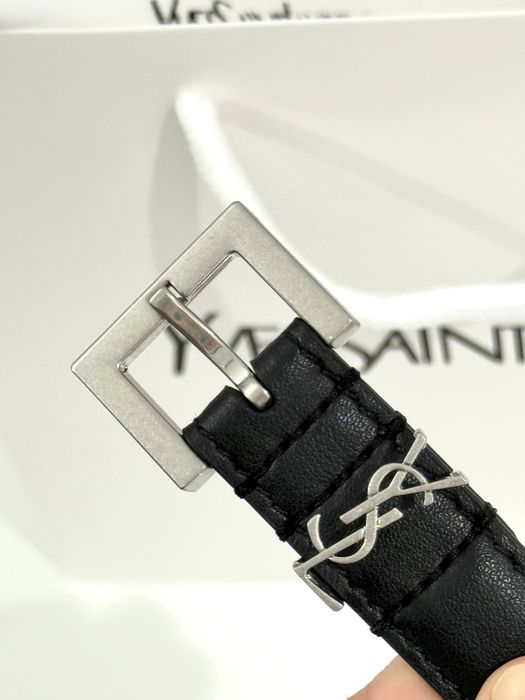 Шкіряний ремінь YSL Saint Laurent Ів Сен Лоран Ив Сен Лоран чорний