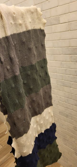 В'язанний шарф сіро біло синій