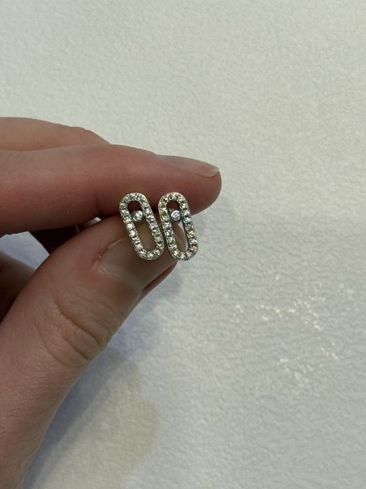 Срібні сережки в стилі Messika серебрянные сережки серьги