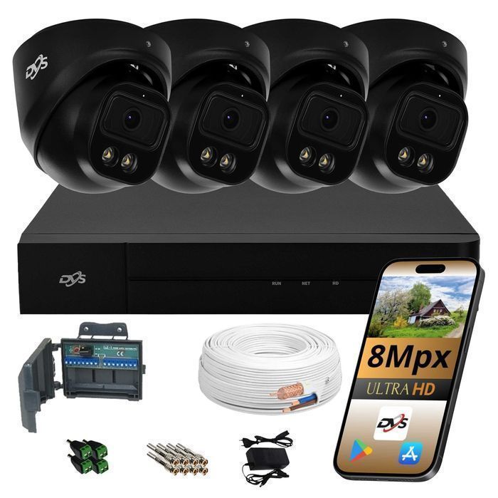 Zestaw monitoringu rejestrator 4 kamery 8MP kopułki IR LED DVS BCS HIK