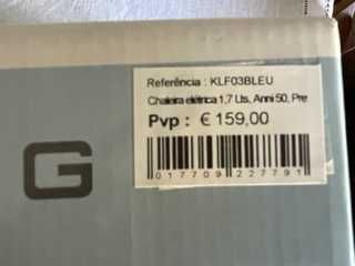 SMEG chaleira electrica  Anni 50 1,7 L  preta na garantia - NOVA