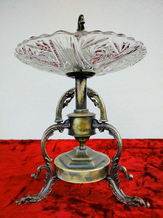 Stylowa mosiężna patera owocarka