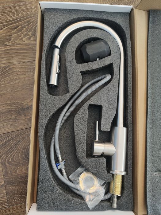 Bateria kuchenna nowa stal szcotkowana srerbna prysznic