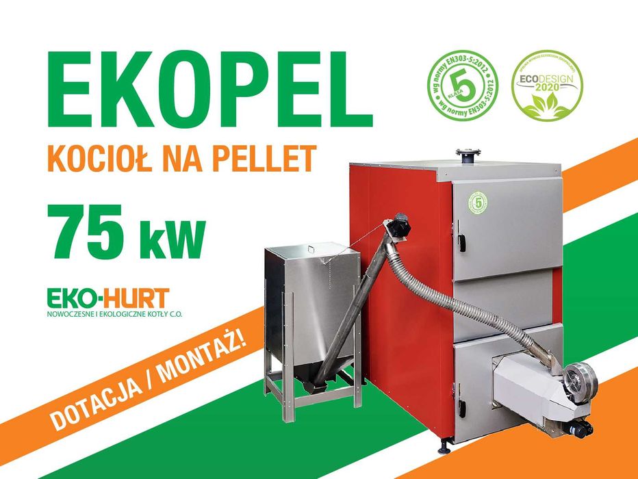 Kocioł EKOPEL na pellet 75 kW z certyfikatem ECODESIGN - 5 klasa ZUM