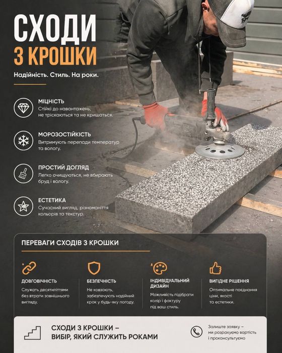 Сходи під ключ  з крошки та граніту