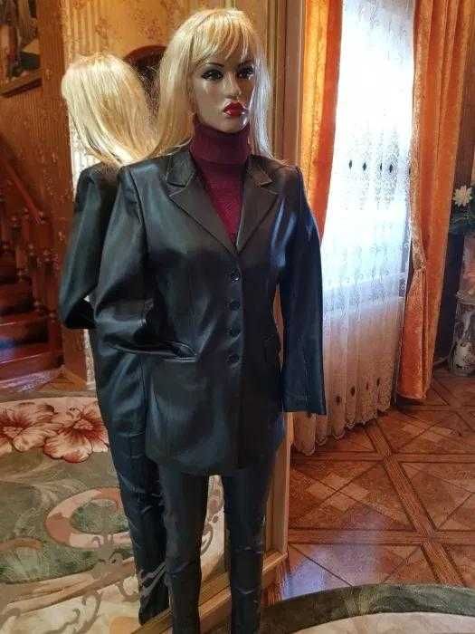 Кожаный пиждак чёрный 46-48р Пр-во Италия.