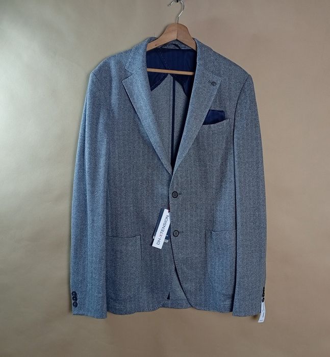 DANIEL HECHTER DH-XTENSION Męska Marynarka Szara Wzór Herringbone 60%