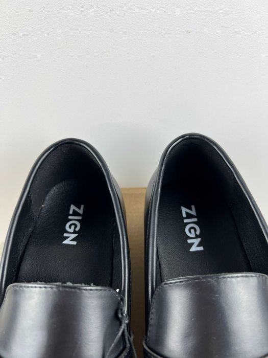 Buty męskie czarne połbuty mokasyny zign 44
