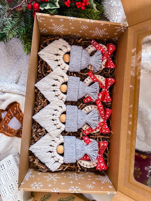 Świąteczny zestaw prezentowy Bombki makrama Ozdoby choinkowe Christmas