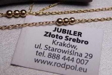 Złoty naszyjnik celebrytka potrójne kulki 42,5 - 45 cm.