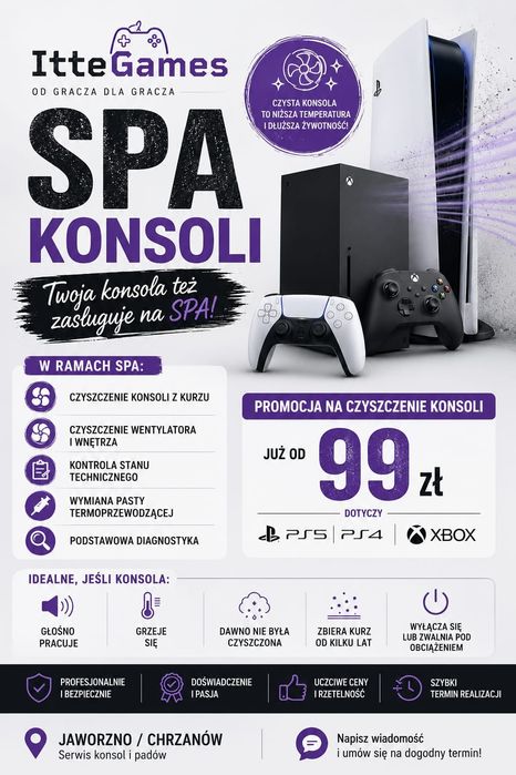 Spa konsol/ czyszczenie/ naprawa ps5 PS4 Xbox