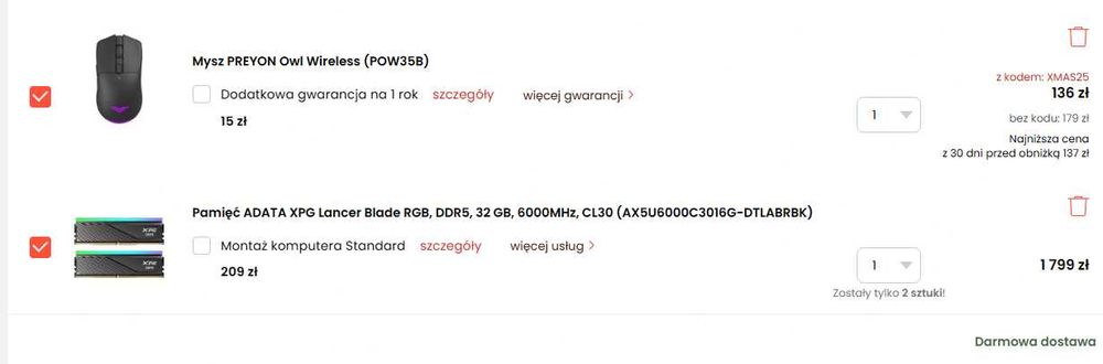 KOMPUTER GAMINGOWY I5-14600K 32GB ram monitor 1440p 180hz