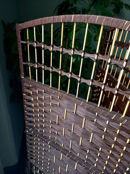 Parawan ratanowy wiklinowy ciemny brąz dekoracyjny 100 cm x 150 cm