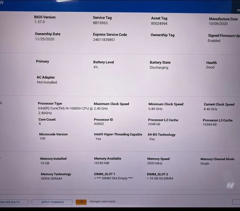 Dell Precision 5750 i9-10885H, NVi Quadro RTX 3000, 4K сенсор 16GB