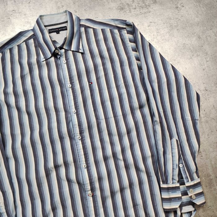 MĘSKA Koszula Elegancka Paski PREMIUM Tommy Hilfiger Haft Logo Pocket